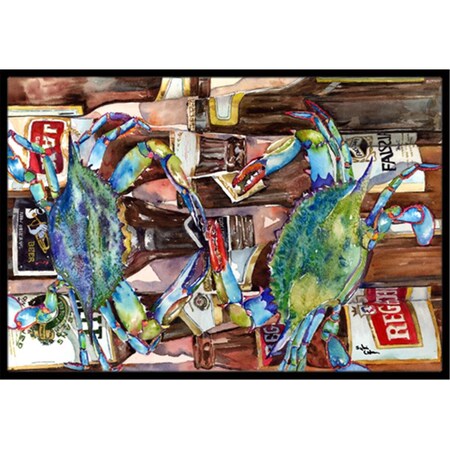 Jensendistributionservices 24 x 36 In. Blue Crabby New Orleans Beer Bottles Indoor or Outdoor Mat MI2554152